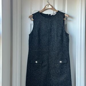 LOFT Black and White Tweed Mini Dress